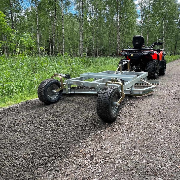 Road drag for ATV, 3-blade with electrical height adjustment function