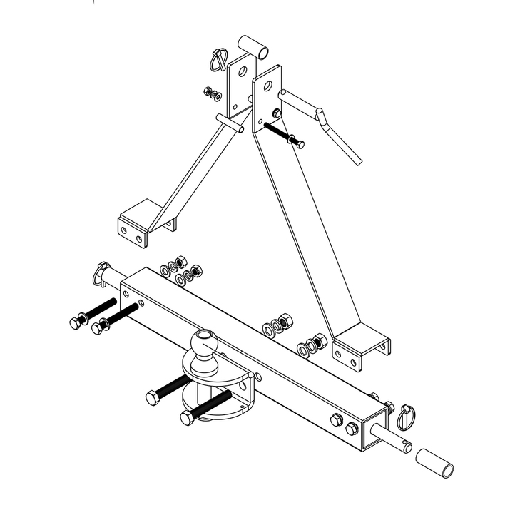 A-frame with tow bar ball, 3-point Combi, Cat 1 & 2