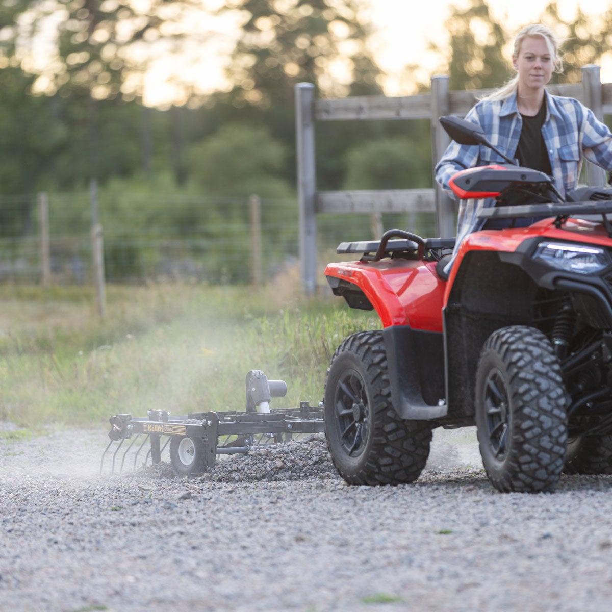 ATV Yard Harrow with adjustable chassis and tow