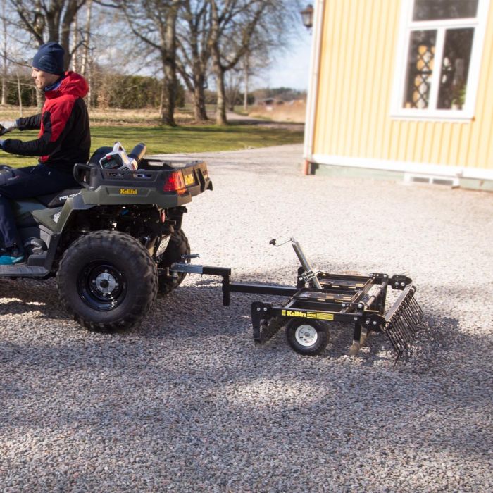 ATV Yard Harrow with adjustable chassis and tow