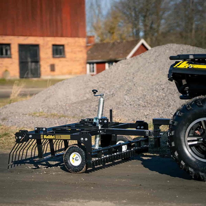 ATV Yard Harrow with adjustable chassis and tow