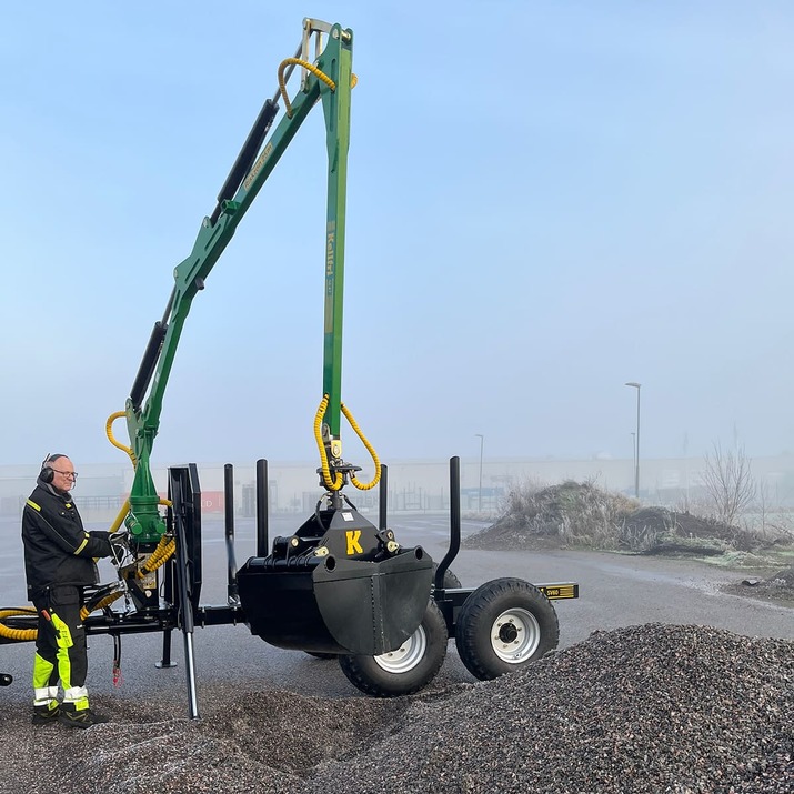 Grapple bucket for forestry trailer, 55 cm