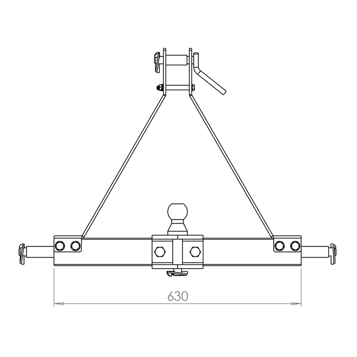A-frame with tow bar ball, 3-point Combi, Cat 1 & 2