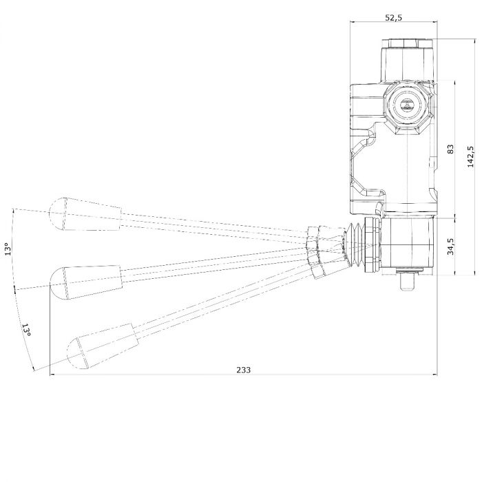 Valve block, 2 sections, multi-lever