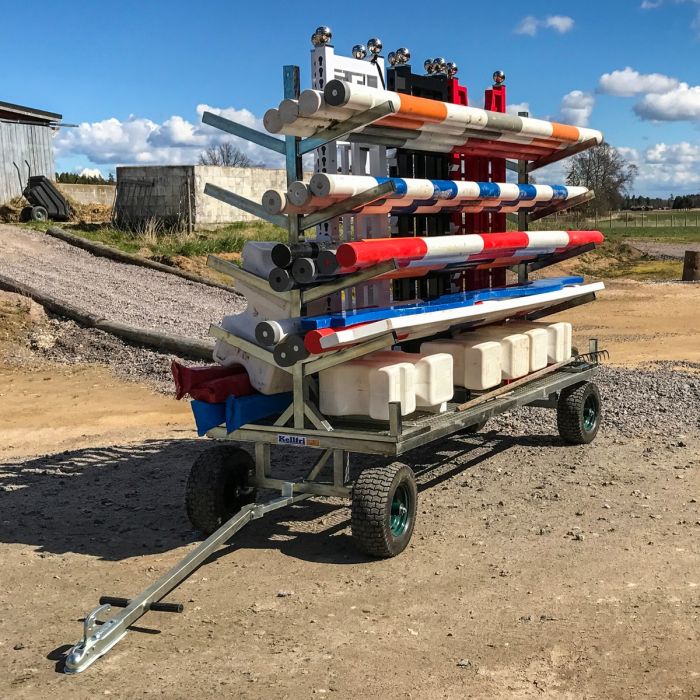 Horse jump trailer for transport of jump equipment