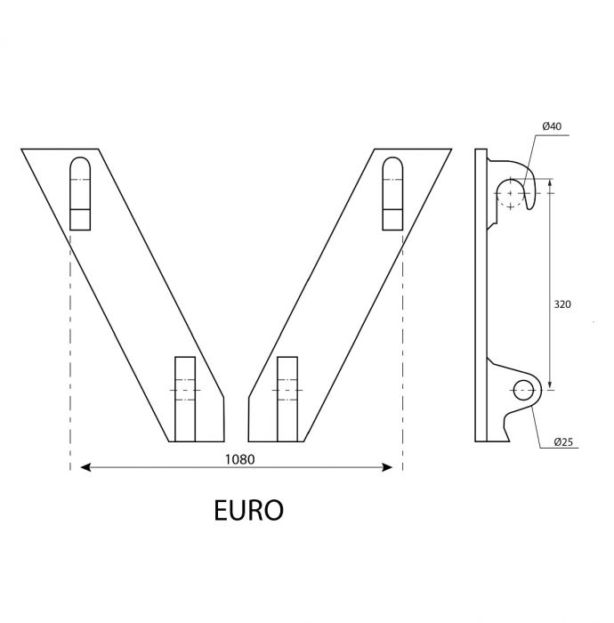 Weld-on bracket Euro 40 mm