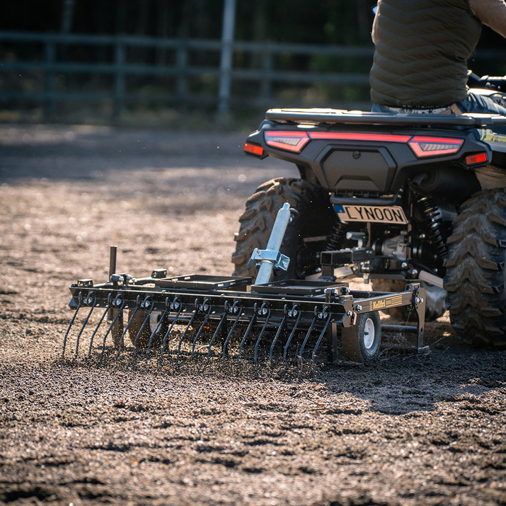ATV Yard Harrow with adjustable chassis and tow