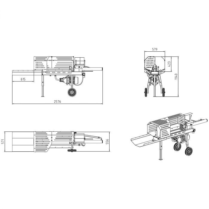 Firewood splitter, electric-powered, 7 tonnes, 70 cm