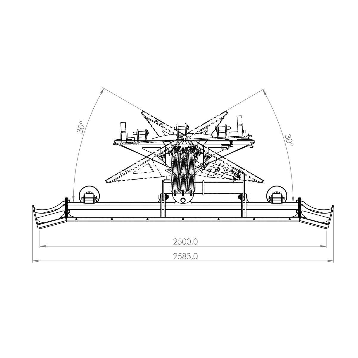 Snow plough 2,5 m, bolted Euro attachment