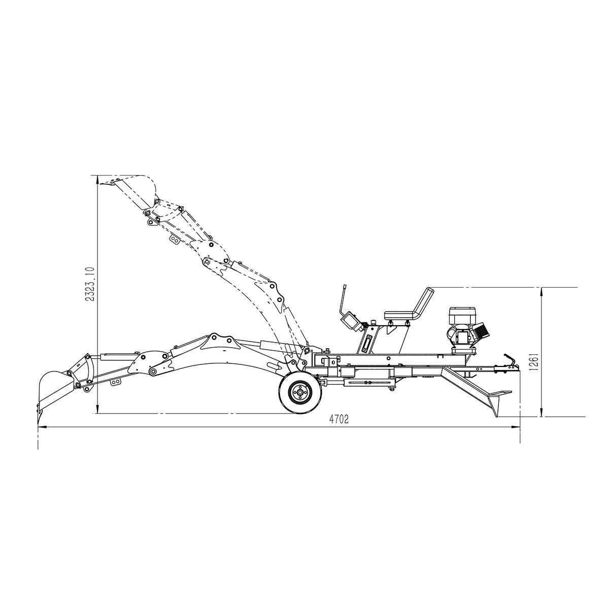 Backhoe digger for ATV