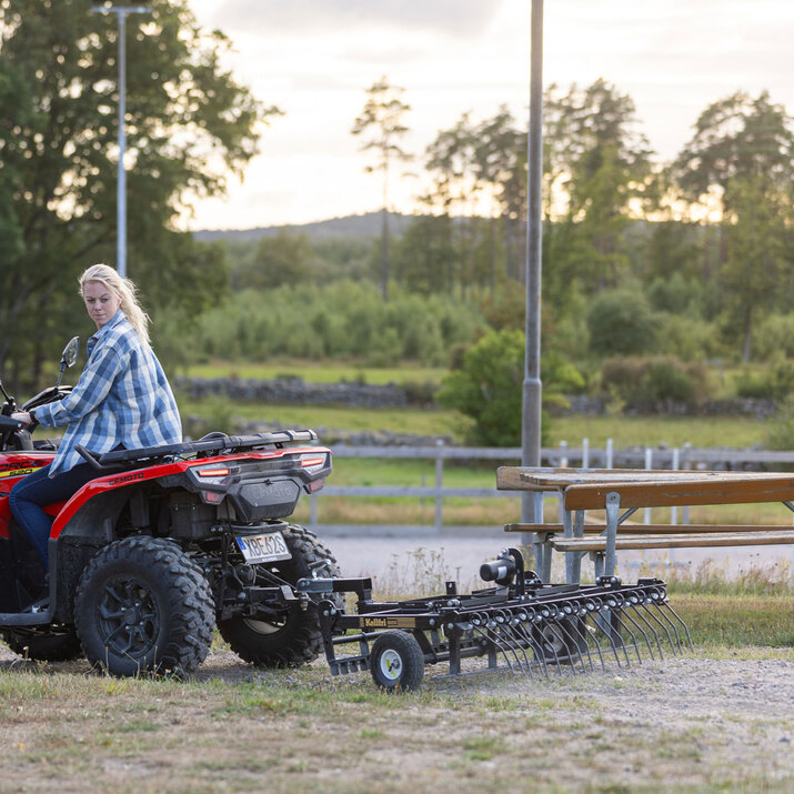 ATV Yard Harrow with adjustable chassis and tow