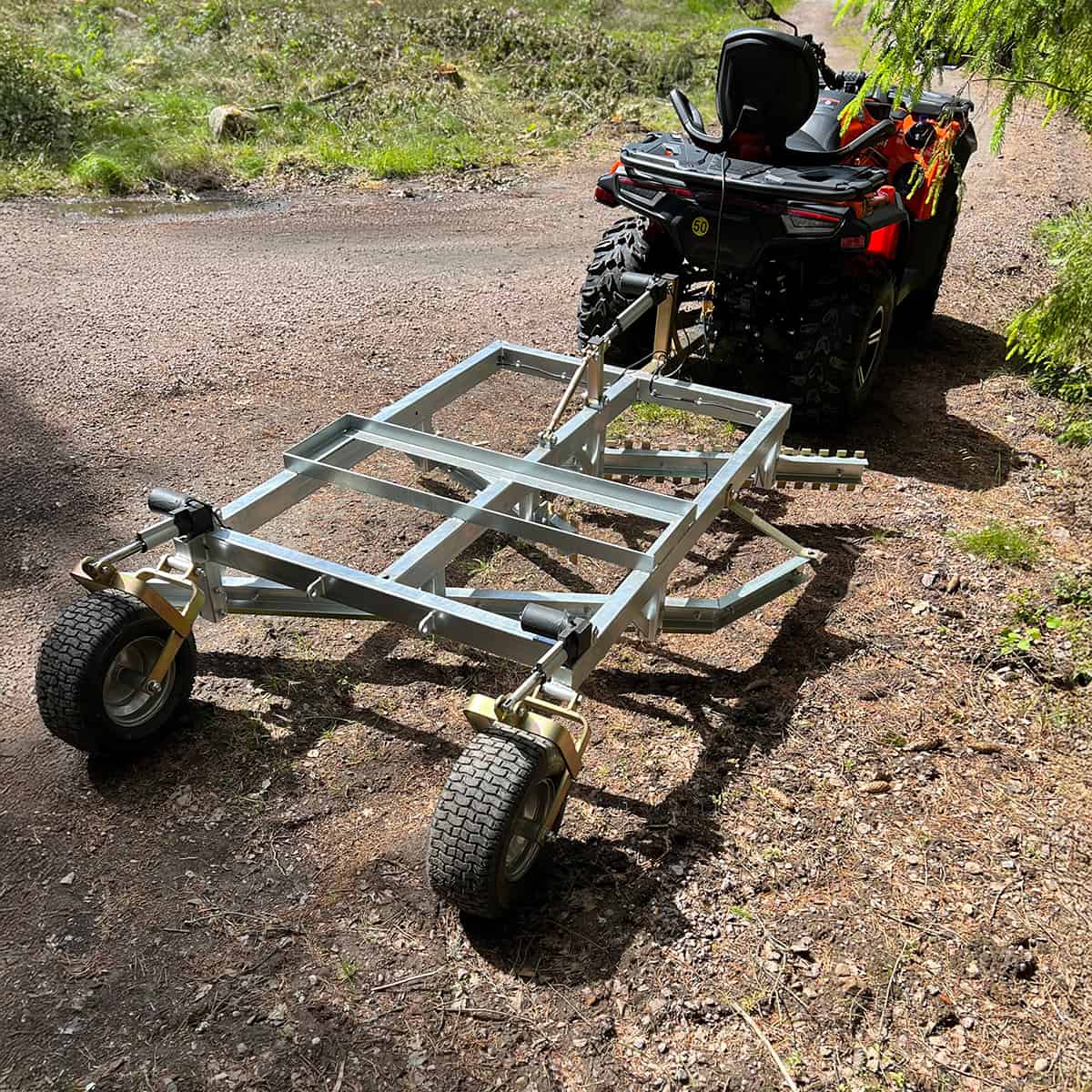 Road drag for ATV, 3-blade with electrical height adjustment function
