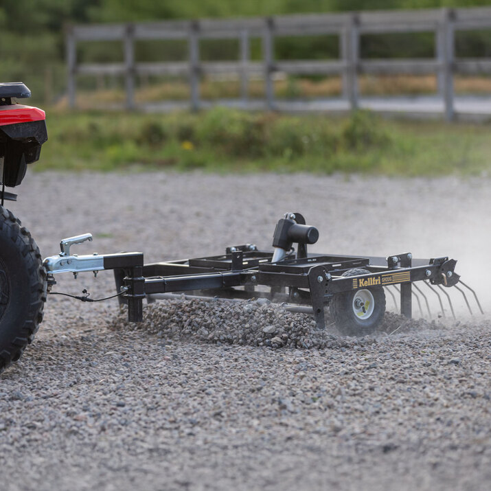 ATV Yard Harrow with adjustable chassis and tow