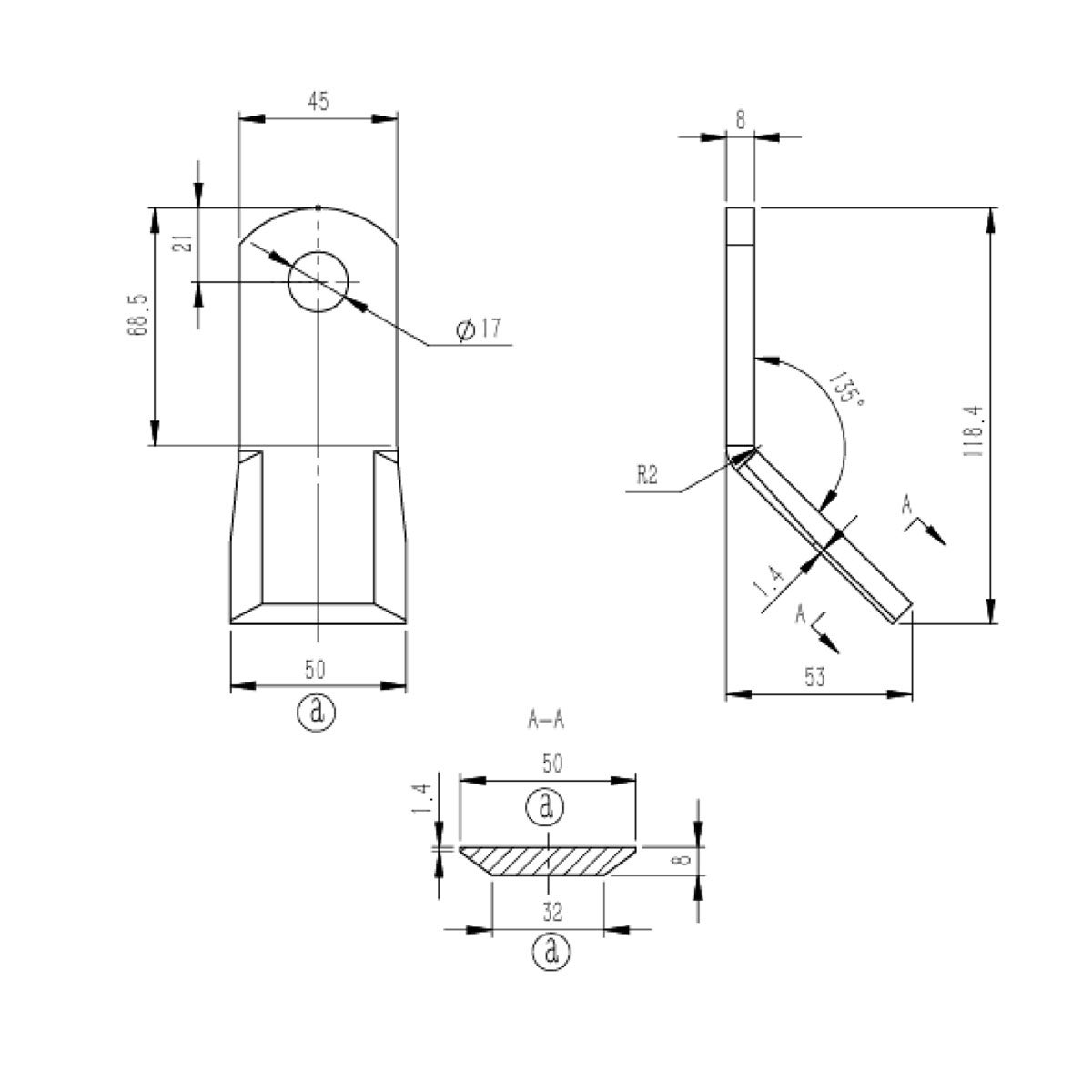 Y-flail 17 x 53 x 118,4 mm