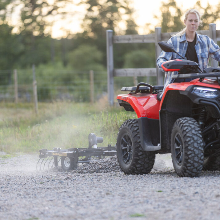 ATV Yard Harrow with adjustable chassis and tow
