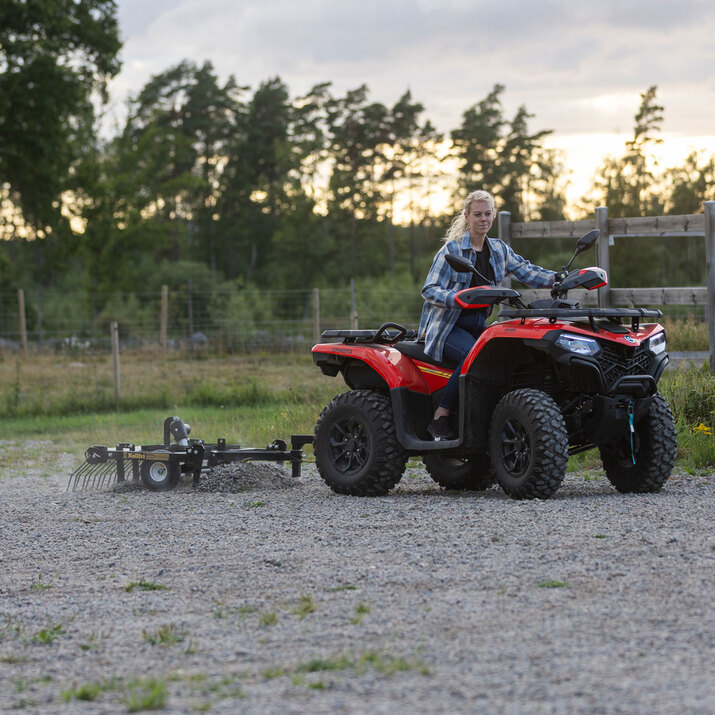 ATV Yard Harrow with adjustable chassis and tow