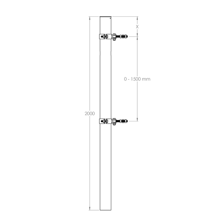 Locking and hanging post for gates, ø 114 x 2000 mm