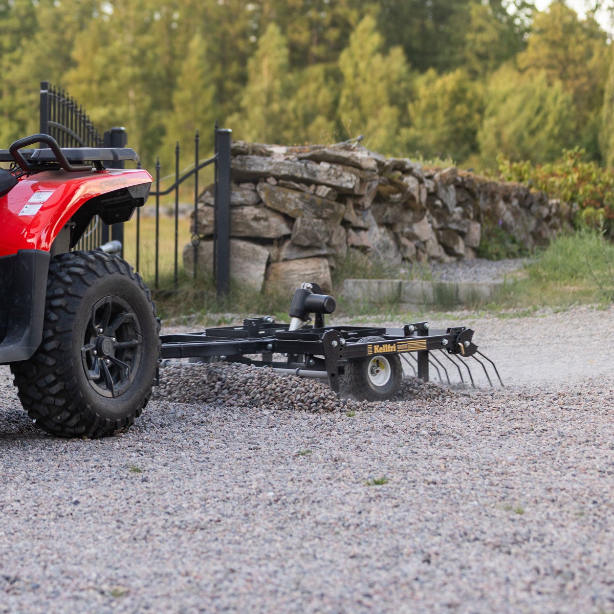 ATV Yard Harrow with adjustable chassis and tow