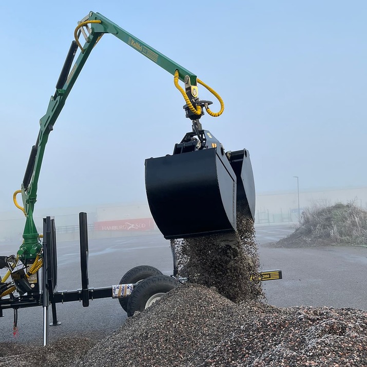 Grapple bucket for forestry trailer, 55 cm