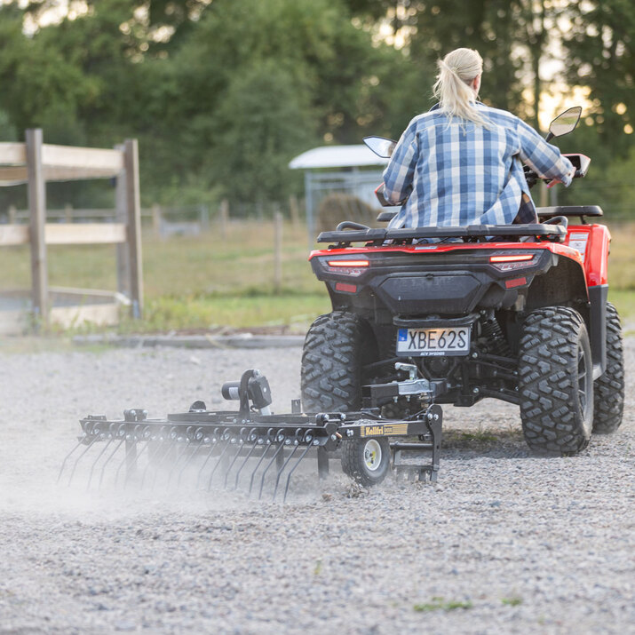 ATV Yard Harrow with adjustable chassis and tow