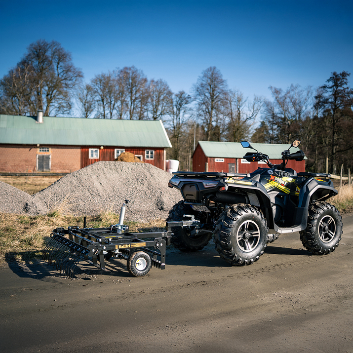 ATV Yard Harrow with adjustable chassis and tow