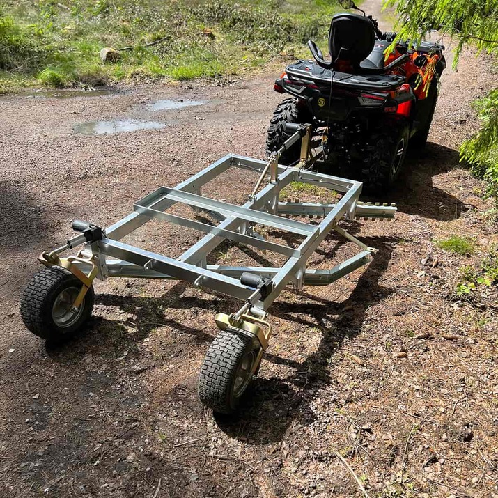 Road drag for ATV, 3-blade with electrical height adjustment function