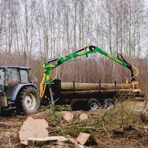 Forestry trailer 9 tonnes with crane 6.3 m