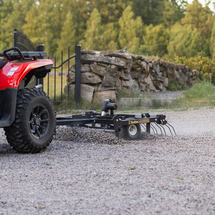 ATV Yard Harrow with adjustable chassis and tow