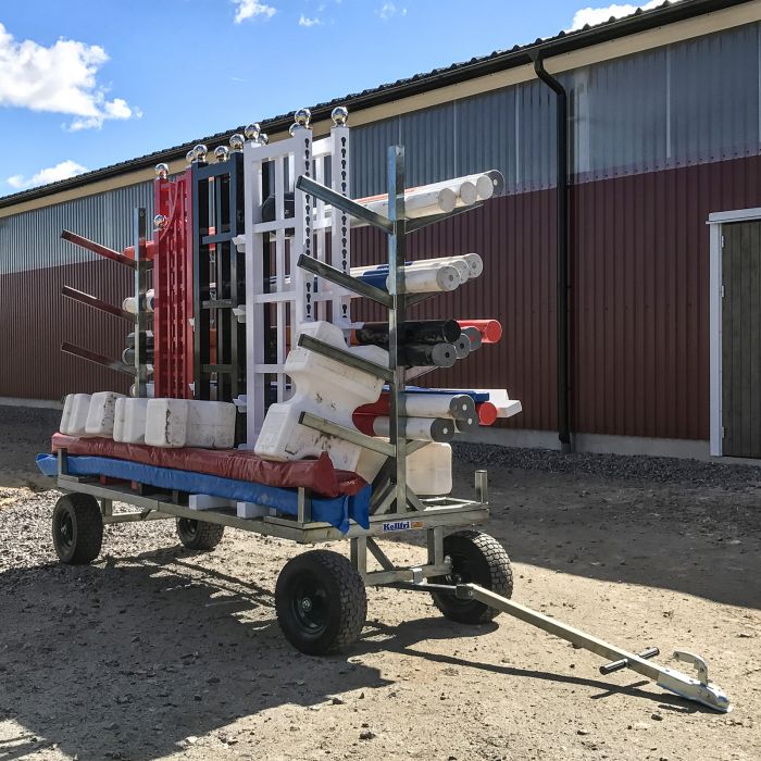 Horse jump trailer for transport of jump equipment
