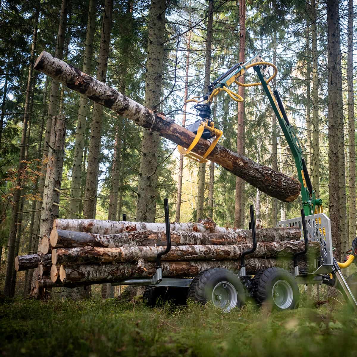 3-tonne forestry trailer ATV with 4,2 m crane