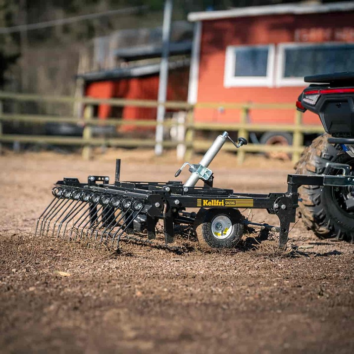 ATV Yard Harrow with adjustable chassis and tow