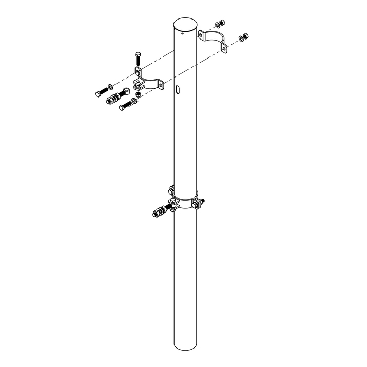 Locking and hanging post for gates, ø 114 x 2000 mm