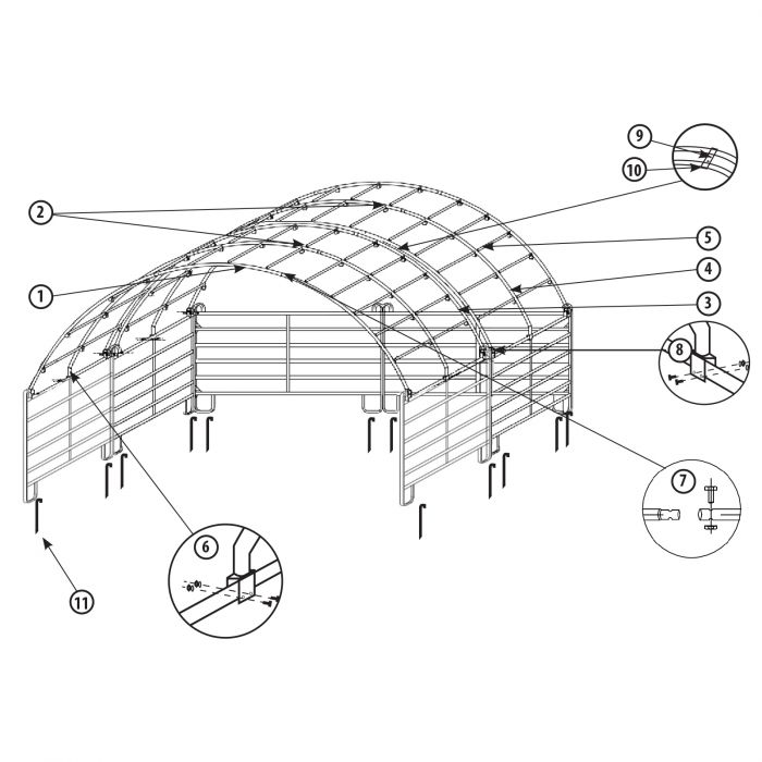 Wind shelter 6 x 6 m incl. loop leg gates